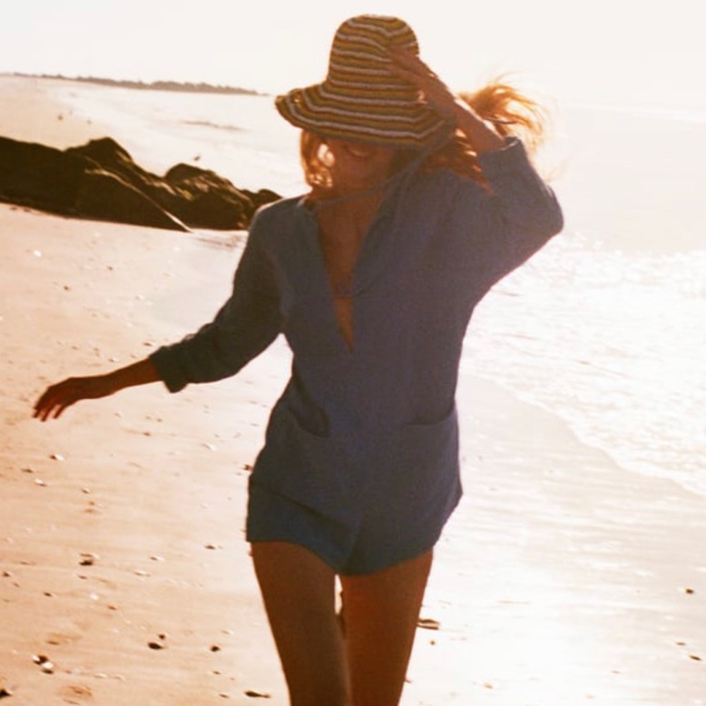 TEXTURED WEAVE LINEN JUMPSUIT
